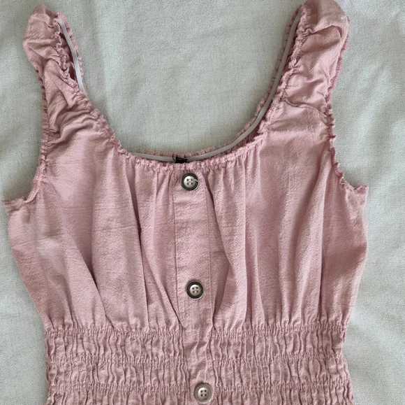 Lapis Sleeveless Boho Blush Pastel Pink Maxi Dress w/Embroidery. Linen Size S - Picture 8 of 11